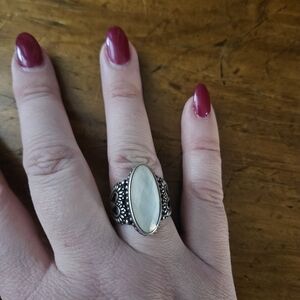 Elegant Silver and White Stone Ring